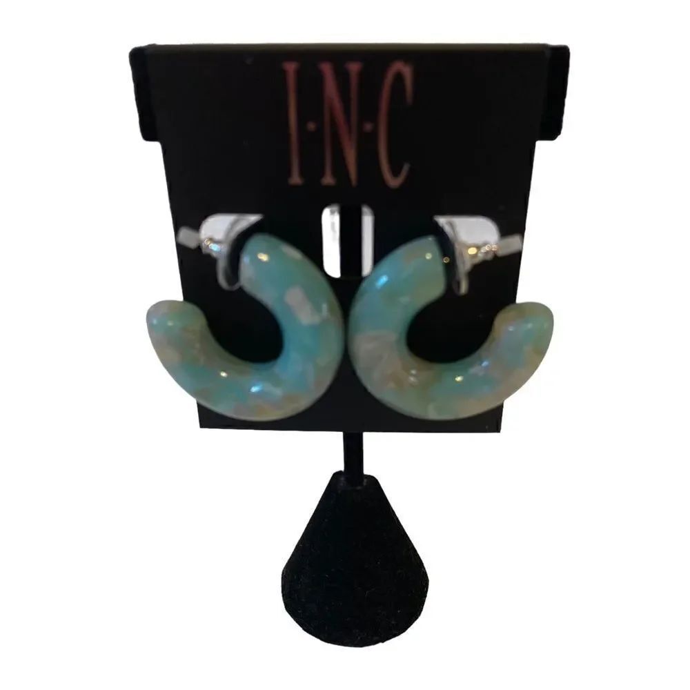 INC Thick, Lightweight Green Swirl C Hoops